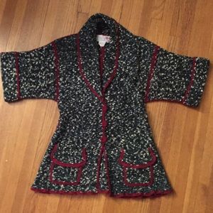 Huckapoo Vintage Green And Red Cardigan Sweater